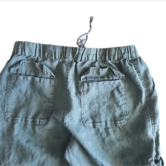 Artisan NY 100% Linen Cargo Jogger Pants Sz S Olive Green Minimalist Lightweight - Picture 4 of 15